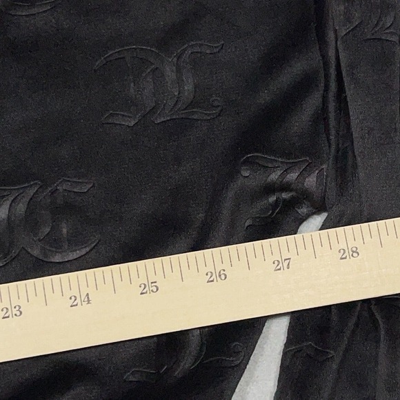 Juicy Couture Black Velour Logo Cropped Hoodie Size Medium Y2K Style - Picture 8 of 13